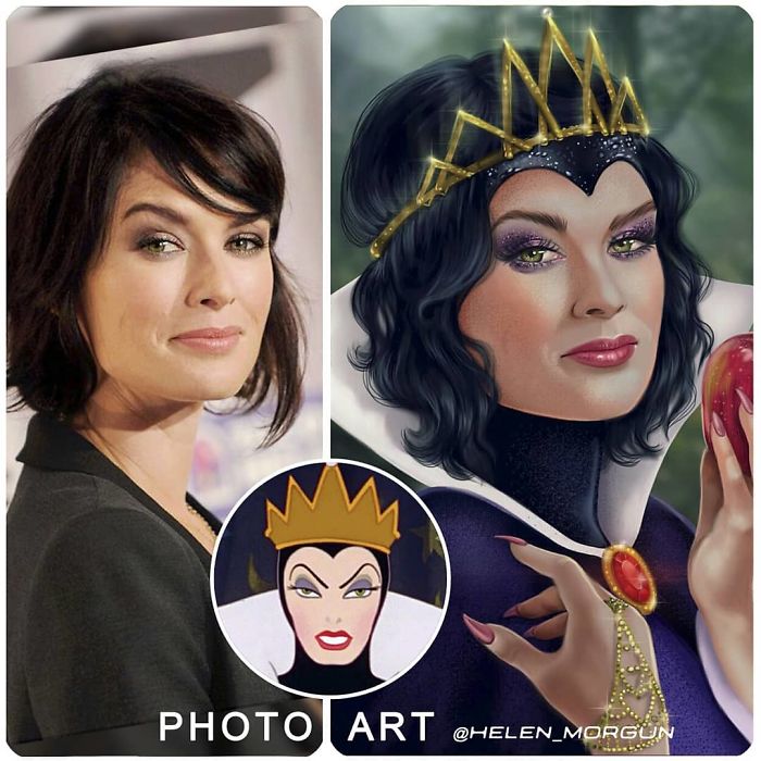 Lena Headey como La reina malvada ilustrada por Helen Morgun