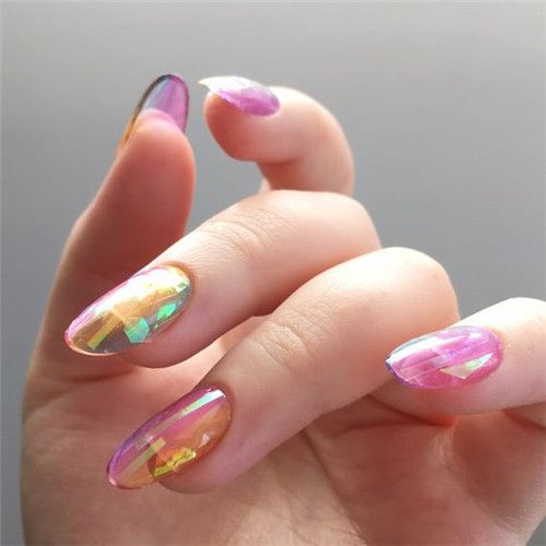 Uñas gelatina con efecto tornasol