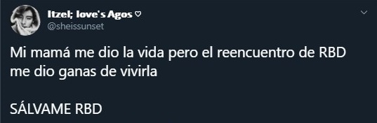 Tuit sobre el reencuentro de RBD 11 años después
