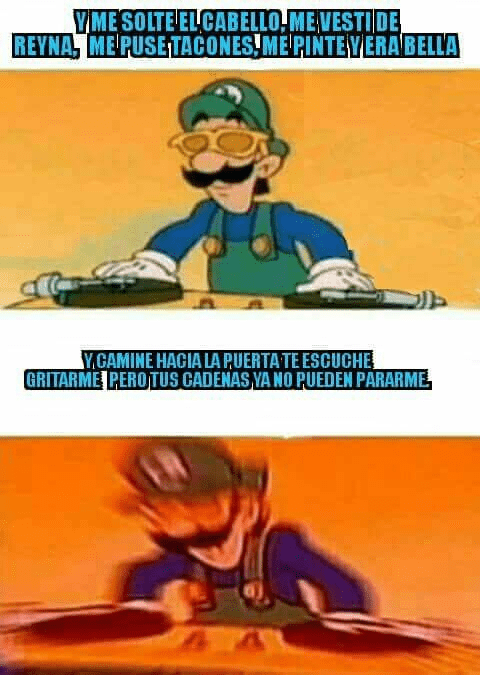 meme luigi tocando una tornamesa 