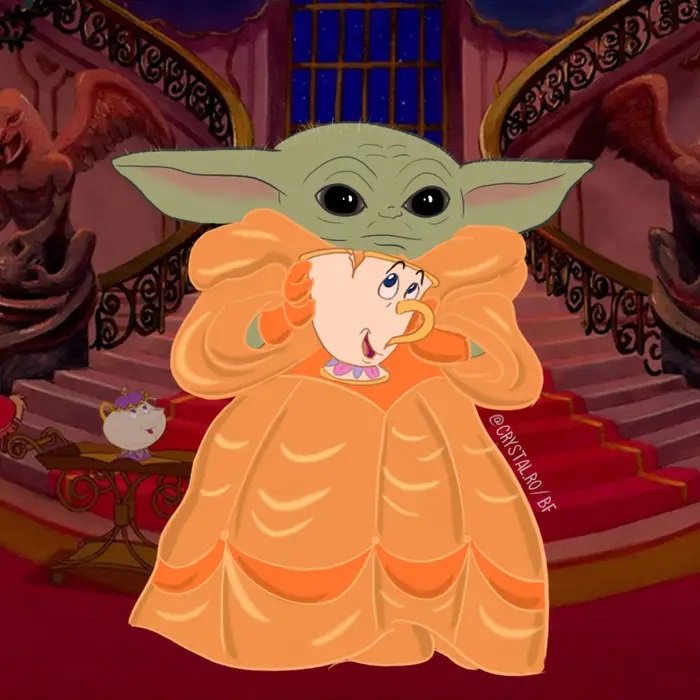 Bebé Yoda como Bella, Disney