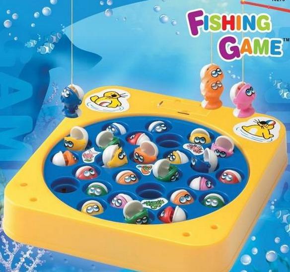 Juguete de los 90 fishing game de color amarillo con azul