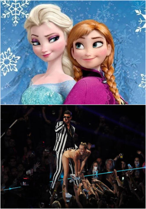 Elsa y Anna en el póster promocional de Frozen