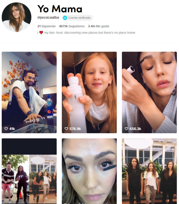 Página de TikTok de Jessica Alba