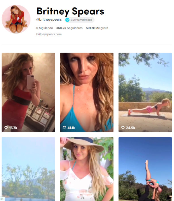 Página de TikTok de Britney Spears