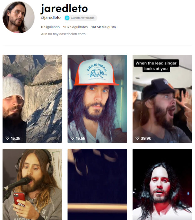 Página de TikTok de Jared Leto