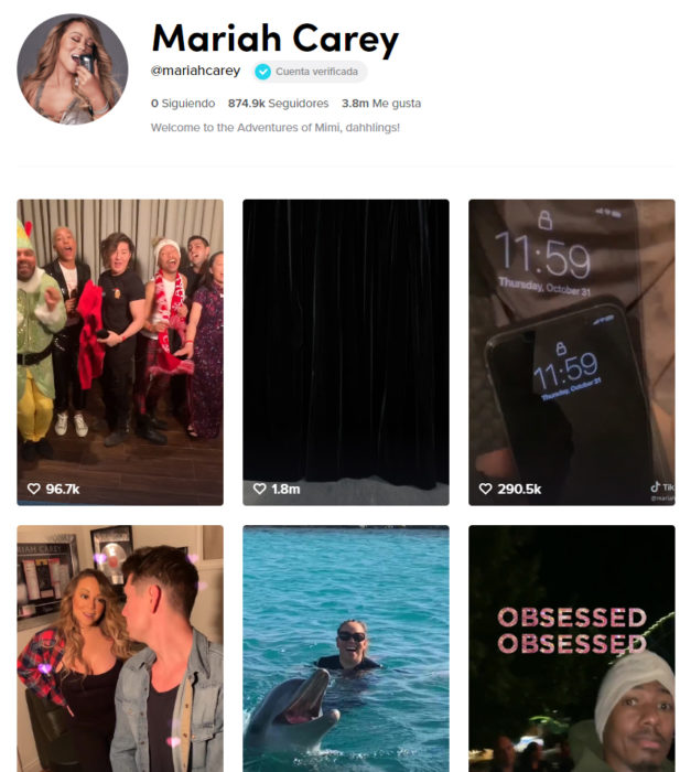 Página de TikTok de Mariah Carey