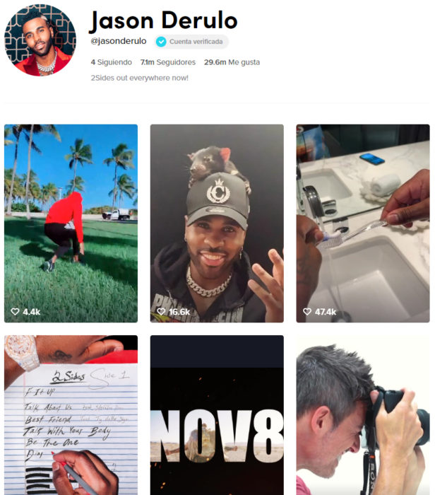 Página de TikTok de Jason Derulo