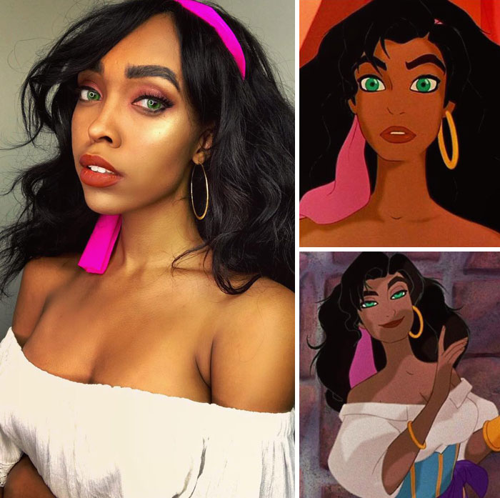 Cosplayer Jasmine James, disfrazada como Esmeralda del Jorobado de Notre Dame 