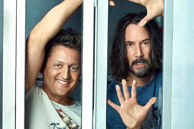 Escena de la próxima película Bill & Ted Face The Music con Keanu Reeves
