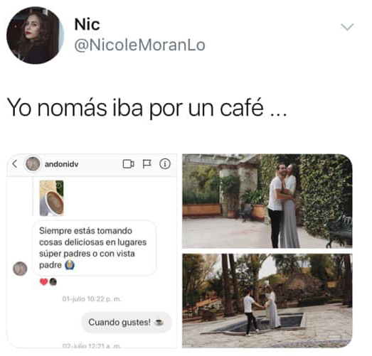 Historia en Twitter con el hastag Yo solo quería, de parejas que se conocieron de manera inusual