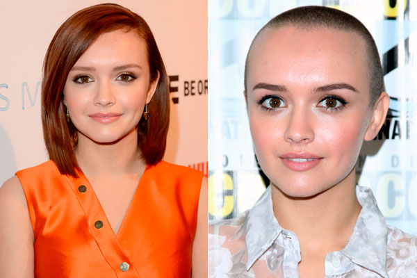 Olivia Cooke antes y después de afeitarse su cabello pelirrojo