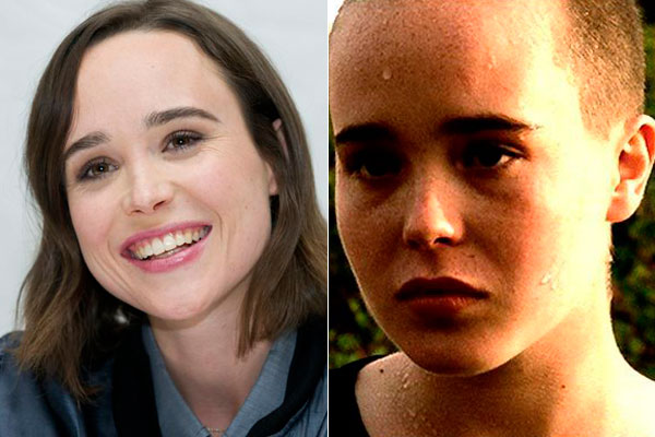 Ellen Page antes y después de afeitarse el cabello para una actuación