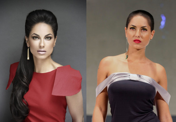 Barbara Mori antes y después de afeitarse la cabeza