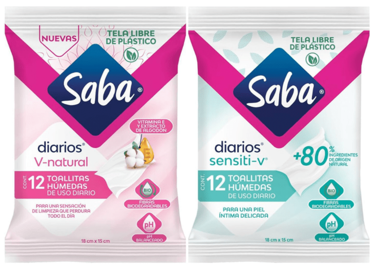 Foto de producto de la línea de toallitas húmedas Saba