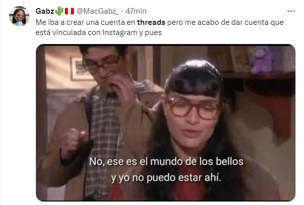 Meme de Betty la fea sobre la nueva app Threads