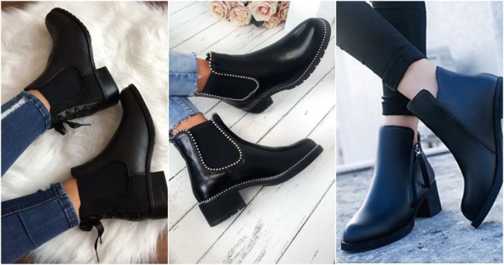 Botines negros de tacón cuadrado