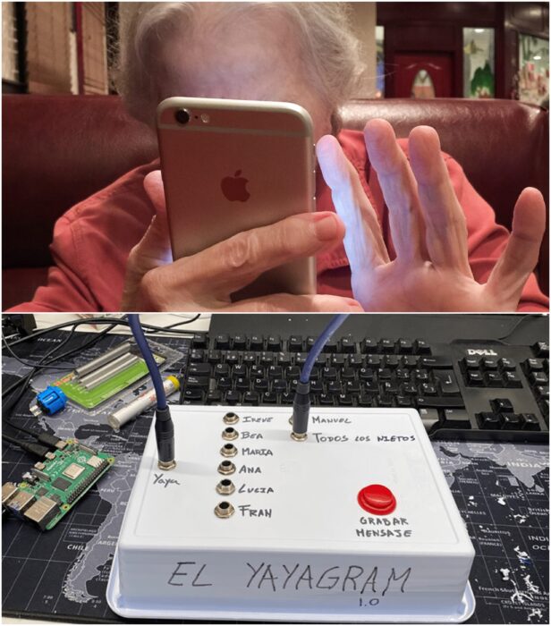 Abuelita escribiendo en su celular; Hombre crea yayagram para comunicarse con su abuelita