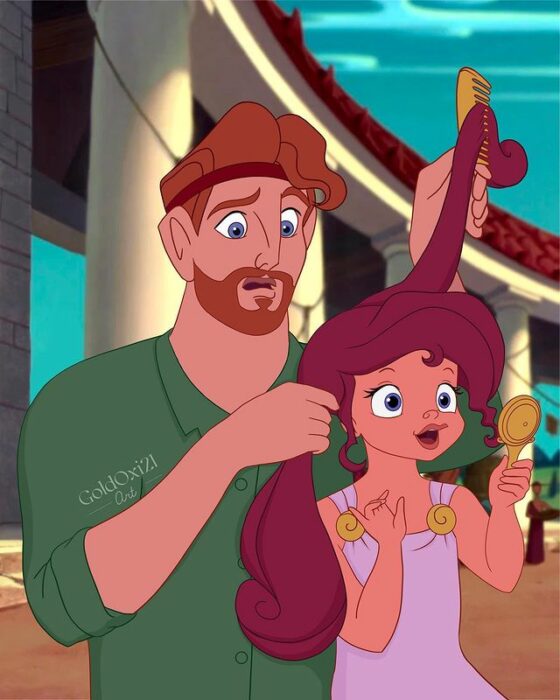 Ilustración de Hércules de Oksana Pashchenko; artista reimagina a príncipes Disney como papás