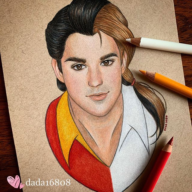 Dibujo realizado por la artista dada16808 combinando a los personajes Disney, Gastón y Bella
