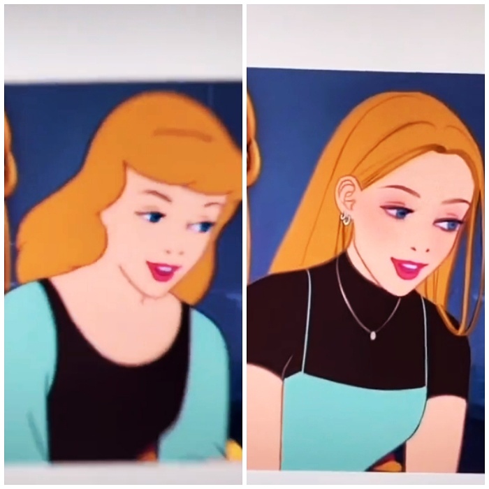 dibujo de la cenicienta recreado para que parezca una chica moderna