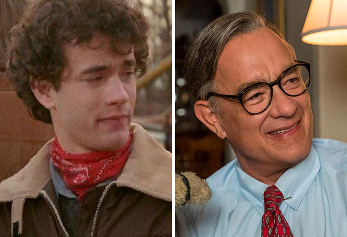 Tom Hanks en su primer papel actoral vs el último