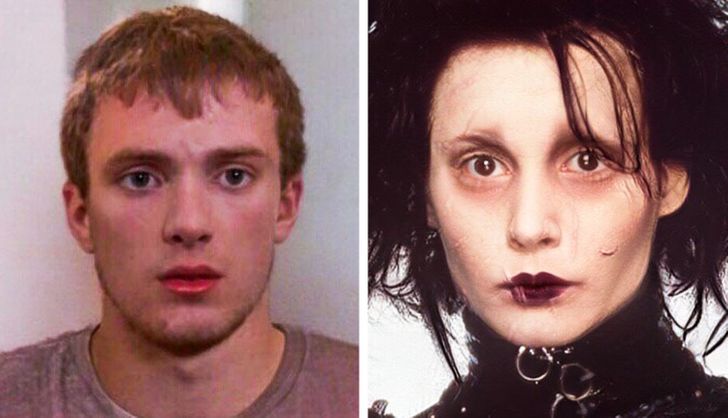 Winona Ryder y Johnny Depp en El joven manos de tijera con el rostro intercambiado