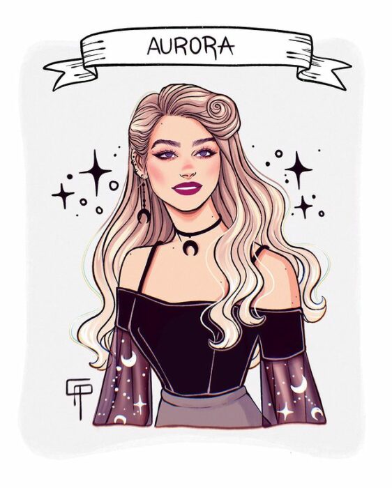 Ilustración de Gigis_Lab, Aurora, princesa Disney como chica centennial