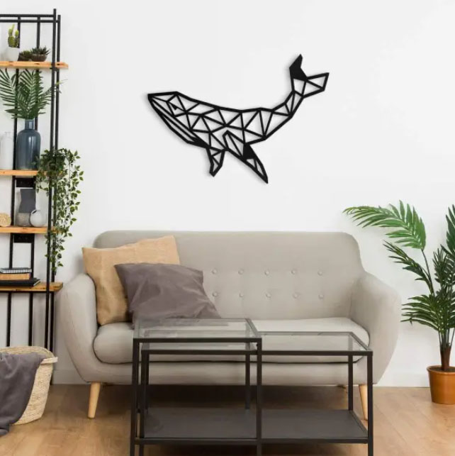 Cuadro decorativo de madera en forma de ballena