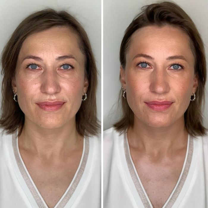 Antes y después de un maquillaje profesional