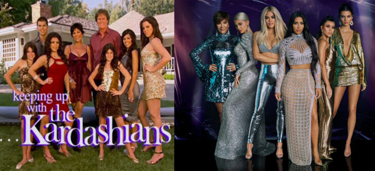 Familia Kardashian en el primer capítulo vs en la temporada 18 del show 