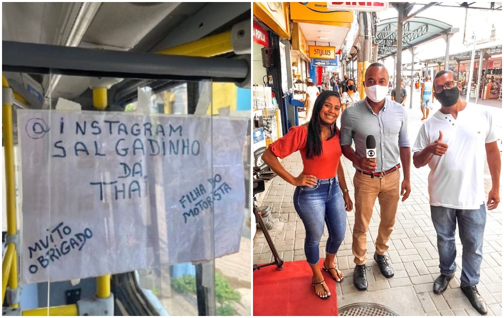 Anuncio en un autobús; Chofer de bus colgó un cartel para promocionar el negocio de su hija. Ya pasó los 45 mil seguidores
