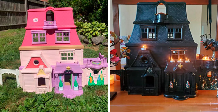 Mamá transforma casa de muñecas en mansiones tenebrosas 