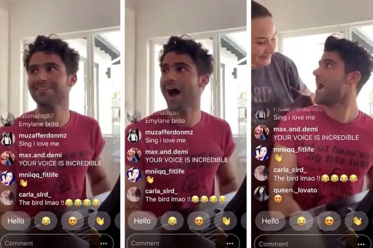 Transmisión en vivo en la que aparece Demi Lovato revelando la relación junto a su novio 