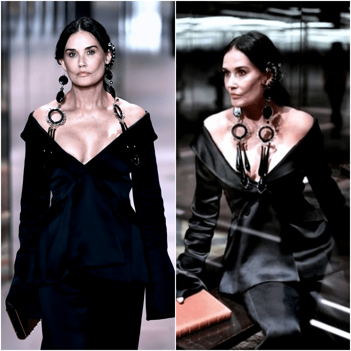 Demi Moore desfilando en la semana de la moda de París para Fendi