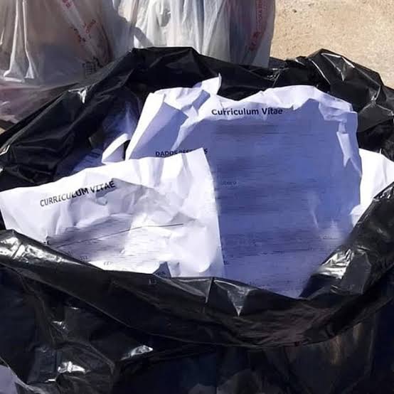 Bolsas de basura con currículos