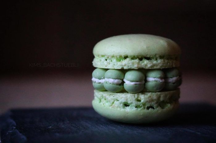 Macarons decorados con hermosa flores de diferentes colores y sabores 
