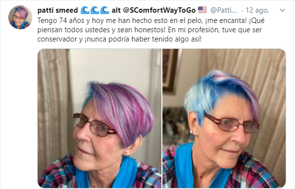 Personas mayores comparten su cambio de look en colores llamativos 