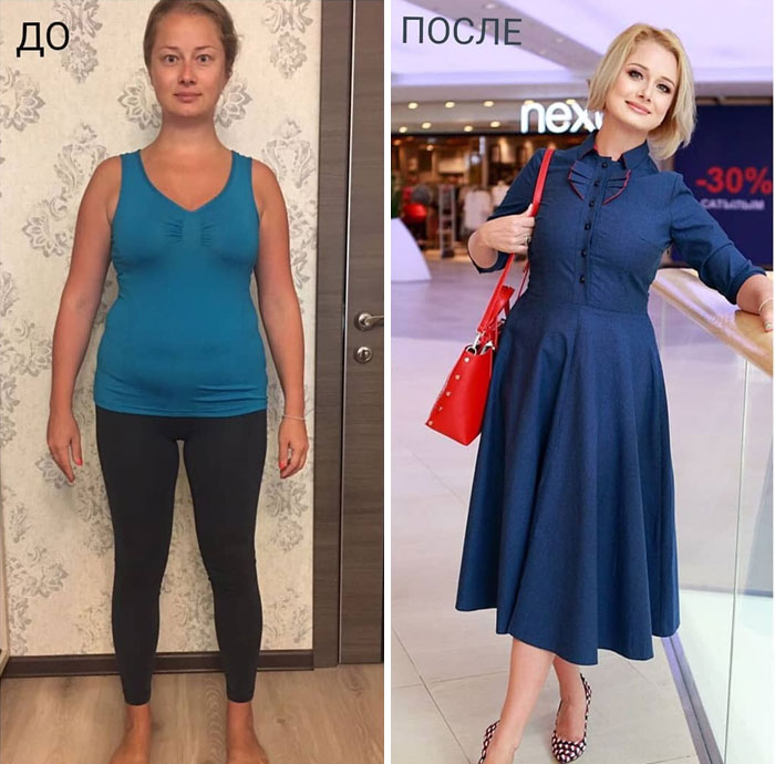 Mujer con jeans y vestido en su cambio de imagen por la estilista Madi Bekdair