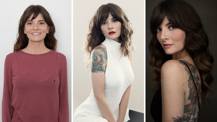Fotografía de Emily London. Chica con diferentes outfits y peinados mostrando sus tatuajes.