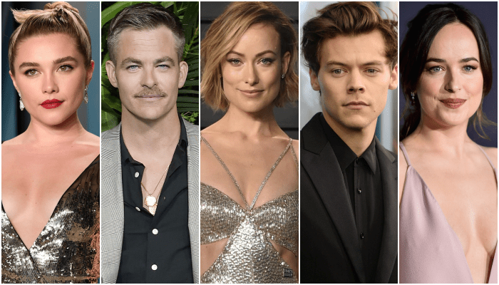 florence pugh, chris pine, olivia wilde, harry styles y dakota johnson