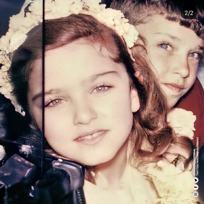Madonna cuando era una niña posando para una fotografía