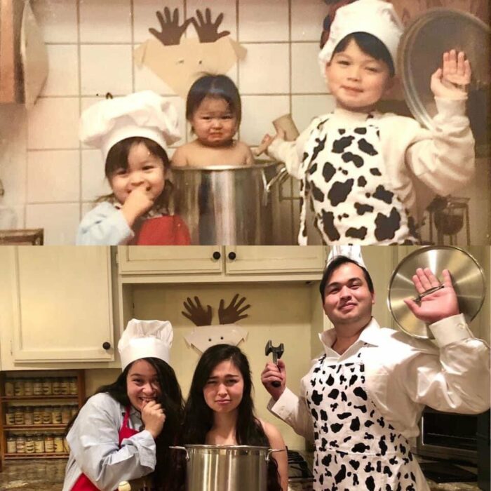 Niños cocinando; Personas en internet recrean fotos antiguas y el resultado es pura dulzura