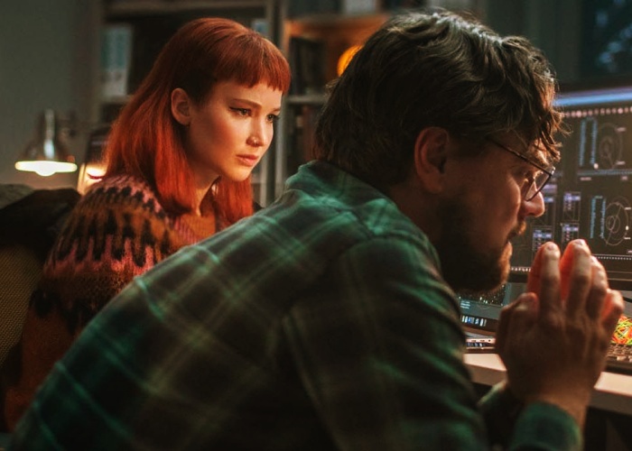 Jennifer Lawrence y Leonardo DiCaprio en 'No mires arriba'