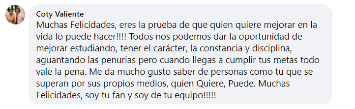 Comentario en Facebook