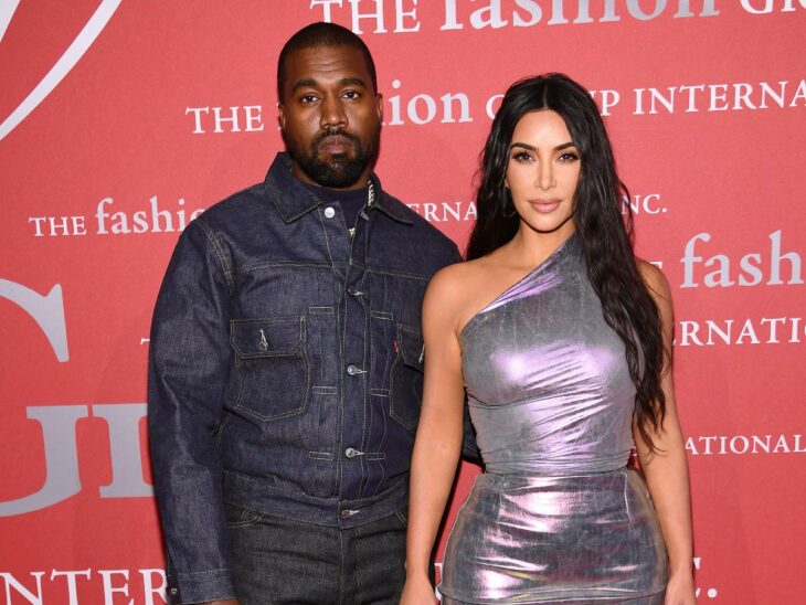 Kanye West y Kim Kardashian en la alfombra roja