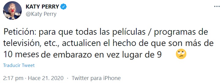 Captura de un tuit de Katy Perry