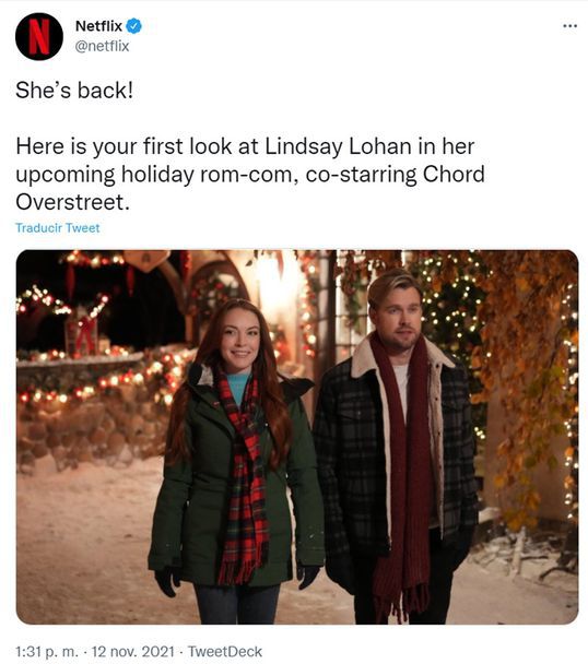 Publicación de Netflix anunciando el regreso de Lindsay Lohan
