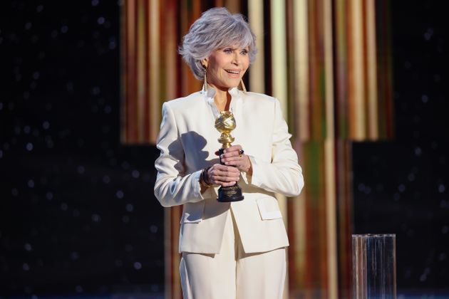 Jane Fonda aceptando su premio en los Globos de Oro y dando un emotivo discurso