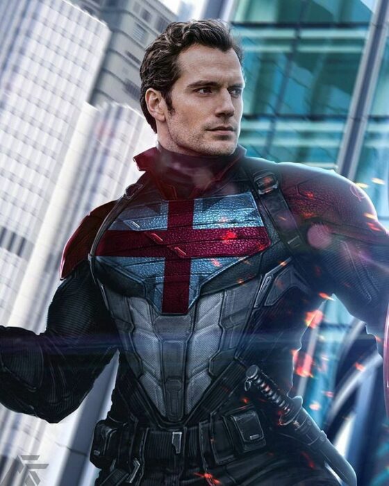 Henry Cavill caracterizado como el Capitán Britania